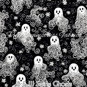 B & W Swirly Ghosts - Fabric