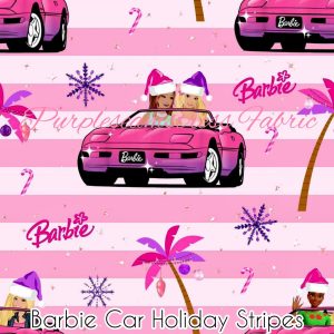 Barbie Car Holiday Stripes - Fabric