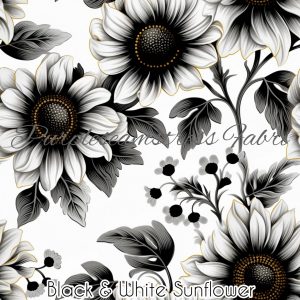 Black & White Sunflower - Fabric
