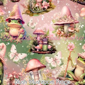 Blush Mushroom Frogs - Fabric