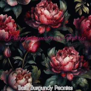 Bold and Burgundy Peonies - Fabric