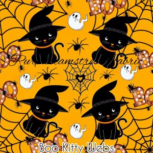 Blue Kitty Webs - Fabric