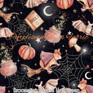 Broomstick Mouse Halloween Cotton  Lycra - Fabric