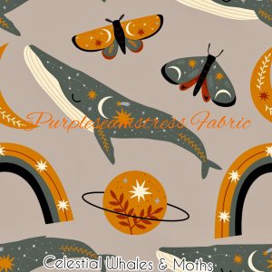 Celestial Whales & Moths - Fabric