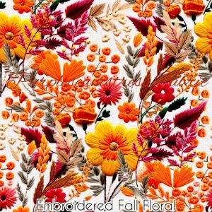 Faux Embroidered Fall Floral - Fabric