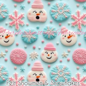 Faux Felt Snowmen & Snowflakes - Fabric