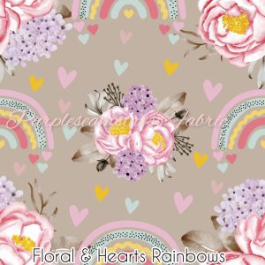 Floral Hearts and Rainbows - Fabric