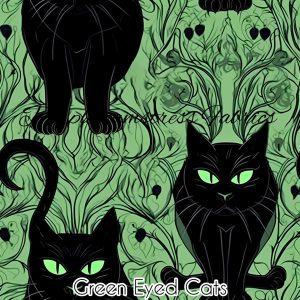 Green Eyed Cats - Fabric