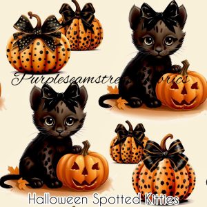 Halloween Spotted Kittens - Fabric