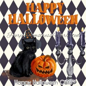 Happy Halloween Cats - Fabric