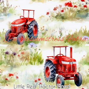 Little Red Tractor Floral - Fabric