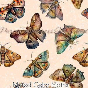 Muted Colored Moths - Fabric