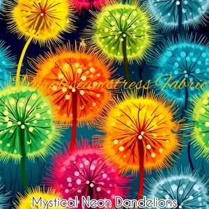 Mystical Neon Dandelions - Fabric