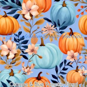 Orange & Blue Pumpkin Floral - Fabric