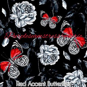 Red Accent Butterflies - Fabric