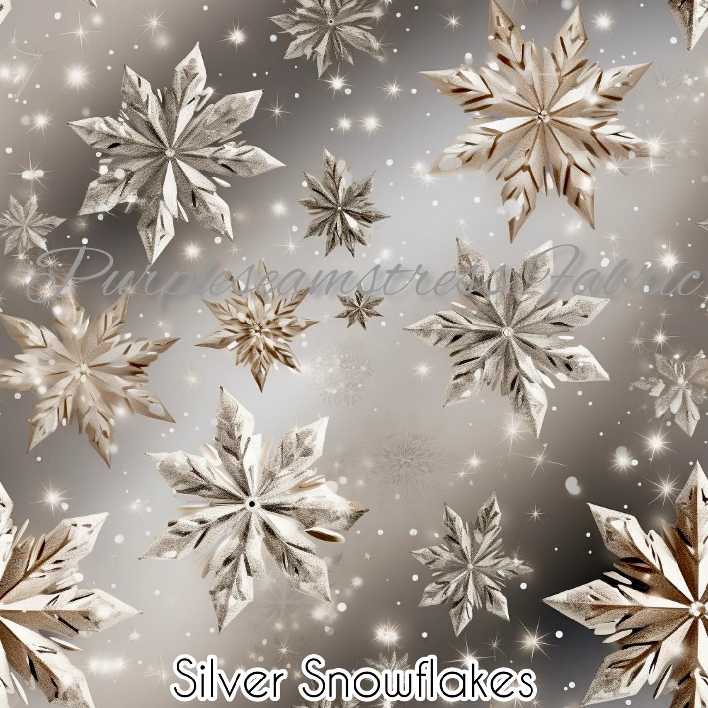 Silver Snowflakes Cotton Lycra