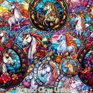 Stained Glass Unicorns - Fabric