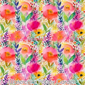 Watercolor Poppy Garden - Fabric