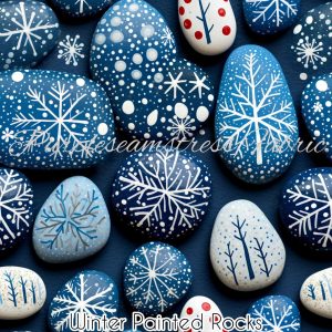Winter Painted Rocks - Fabric