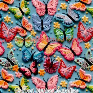 Colored Stitched Butterflies - Fabric