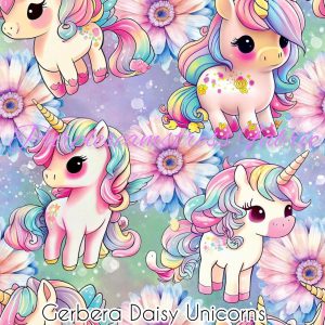 Gerbera Daisy Unicorns - Fabric