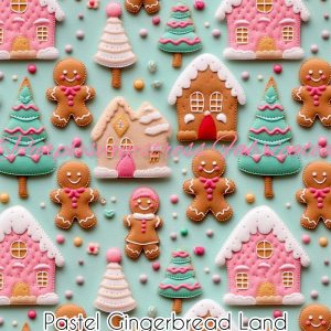 Faux Pastel Gingerbread Land - Fabric