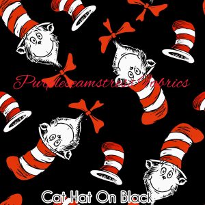 Cat Hat on Black - Fabric