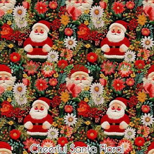 Cheerful Santa Floral - Fabric