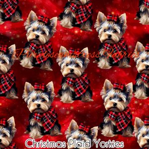 Christmas Plaid Yorkie - Fabric