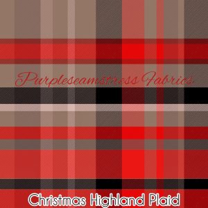 Christmas Highland Bulls coordinating Plaid - Fabric