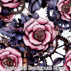 Dusty Pink Steampunk Roses - Fabric