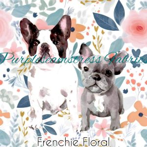 Frenchie Floral on white - Fabric