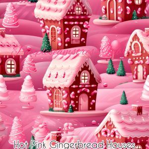 Hot Pink Gingerbread Houses - Fabric
