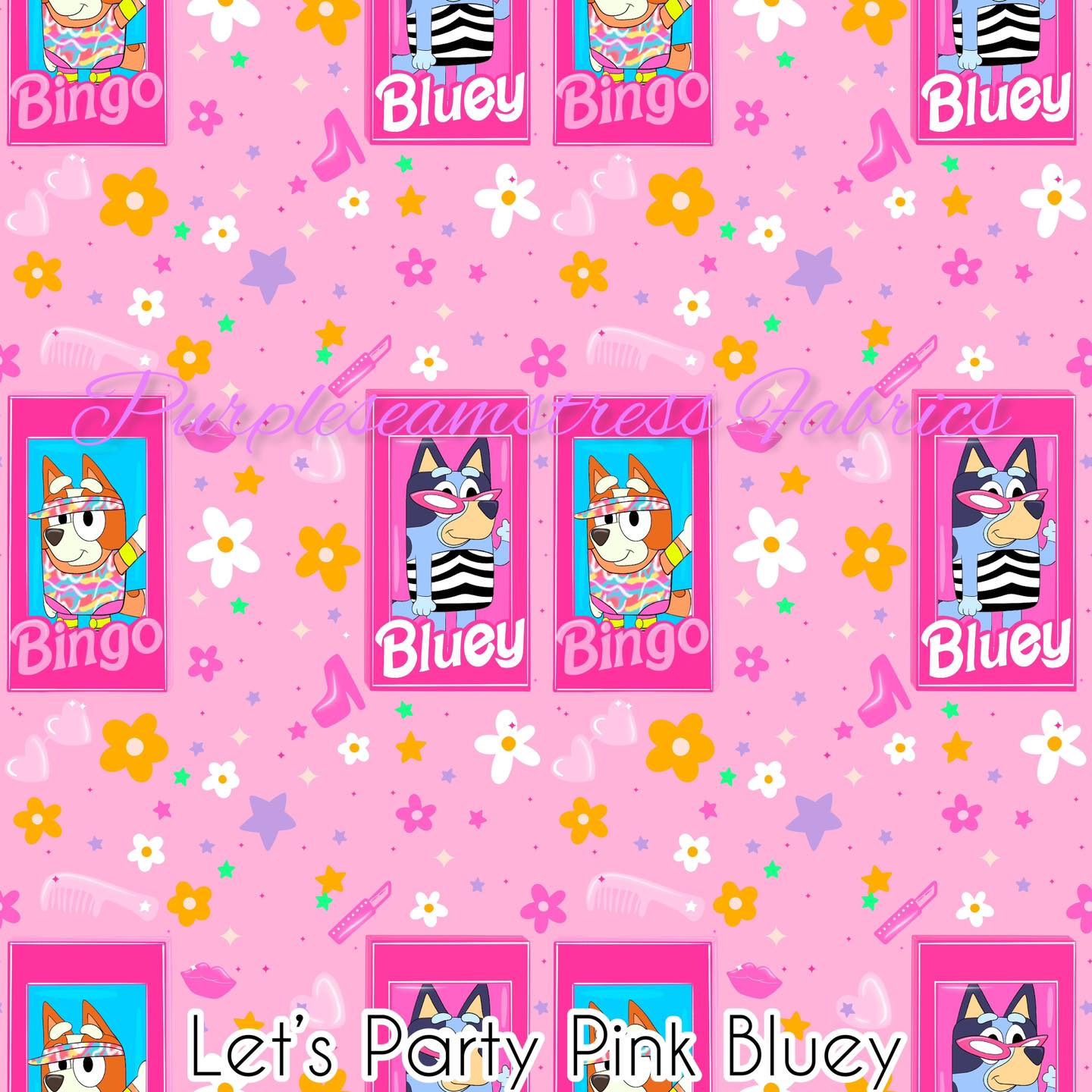 Bluey on Pink” (shown on CL) - Purpleseamstress Fabric