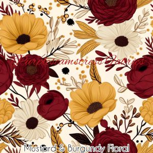 Mustard & Burgundy Floral - Fabric