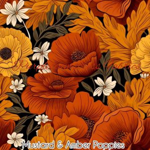 Mustard & Amber Poppies - Fabric