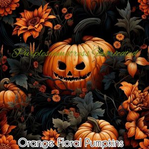Orange Floral Pumpkins - Fabric