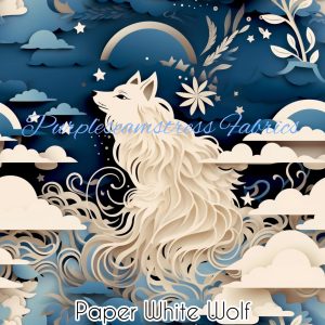 Paper White Wolf - Fabric