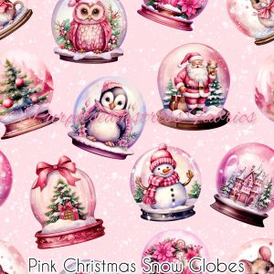 Pink Christmas Snowglobes - Fabric