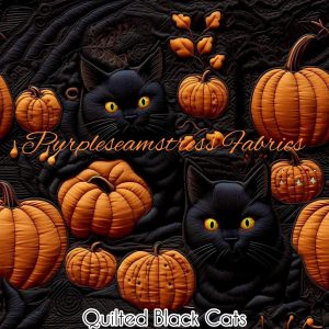 Faux Quilted Black Cats - Fabric