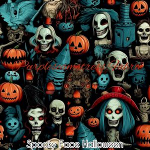 Spooky Face Halloween - Fabric