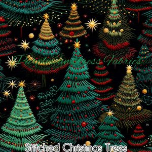 Faux Stitched Christmas Trees - Fabric