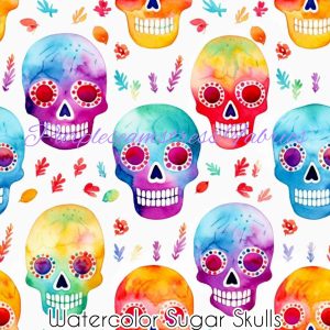 Watercolor Sugar Skulls - Fabric