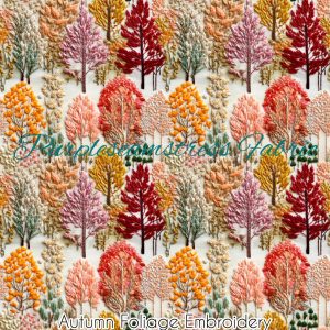 Faux Autumn Foliage Embroidery - Fabric