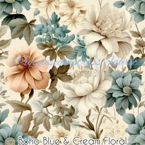 Boho Blue & Cream Floral - Fabric