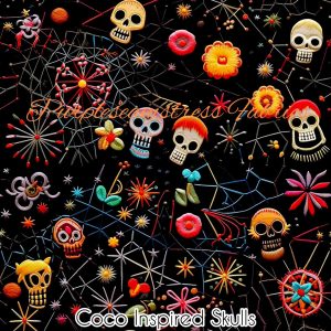 Faux Coco Inspired Skulls - Fabric