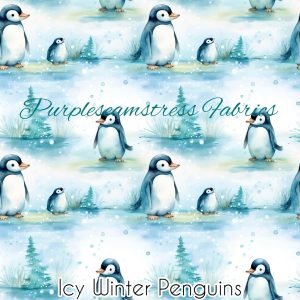 Icy Winter Penguins - Fabric