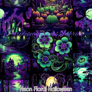 Neon Floral Halloween - Fabric