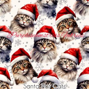 Santa Hat Cats - Fabric