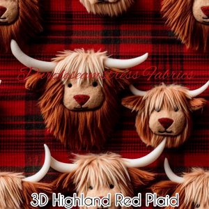 3D Highland Red Plaid - Fabric